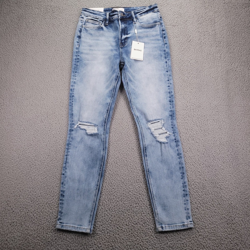 BAYEAS Jeans Womens Size 28W Skinny High Rise Distressed Stretch Denim 28x28 NEW